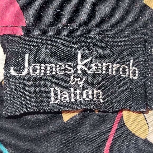 James Kenrob by Dalton Size 8 Black Floral Print Blouse Collar Button-up Cuffs - Picture 9 of 10